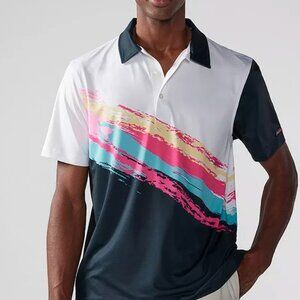 Chubbies The Tennis Champ Performance Polo Shirt Stretch Multi-Color Mens MEDIUM
